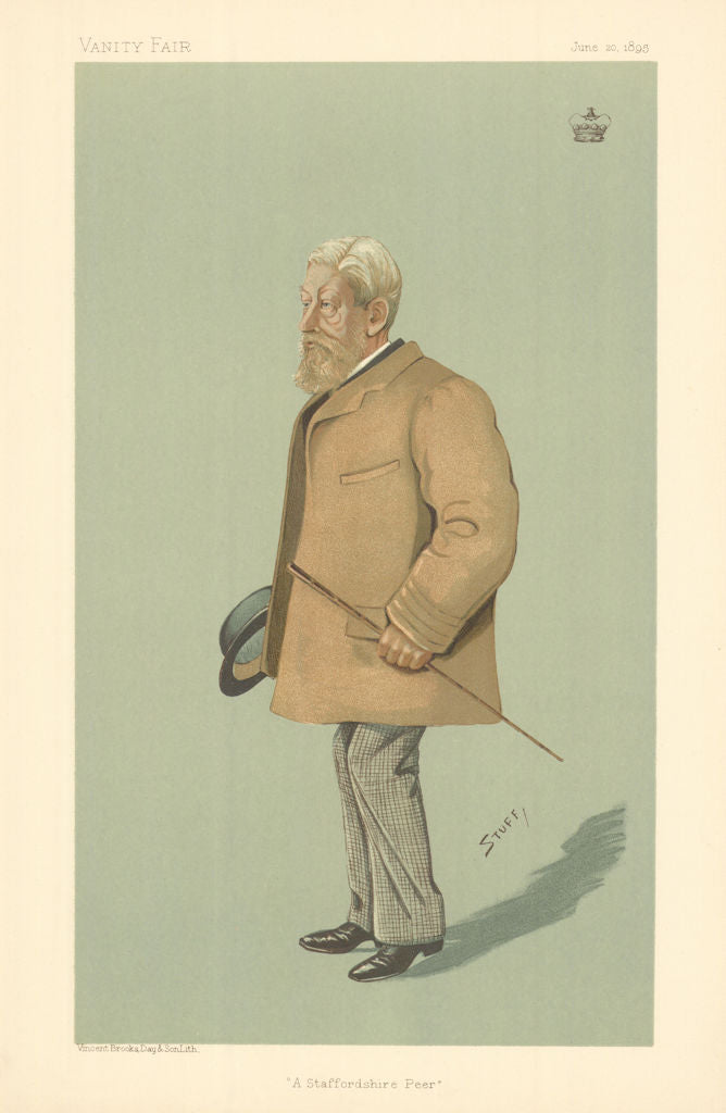 VANITY FAIR SPY CARTOON Arthur, 3rd Baron Wrottesley 'A Staffordshire Peer' 1895